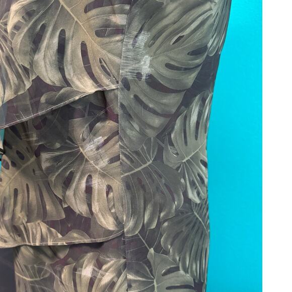 Michael Kors Green Botanical Layered Ruffle Round Neck Sleeveless Blouse Medium - Picture 8 of 12